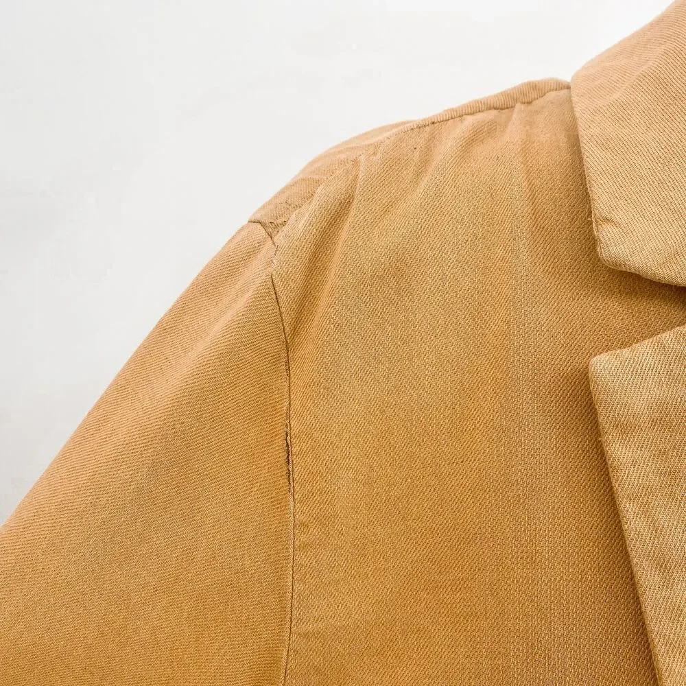 Free People Simply Perfect Tan Brown Linen Cotton Oversized Blazer Jacket Small
